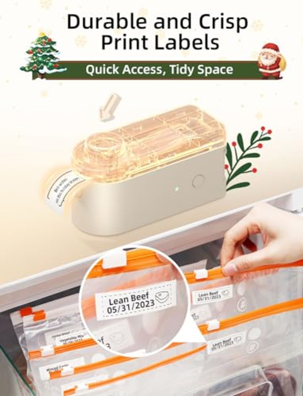 Label Maker Machine with Tape - Compatible with 9/12/16mm Waterproof Tape, Portable & Rechargeable with Built-in Cutter Wireless Label Printer Compatible with Android & iOS Devices